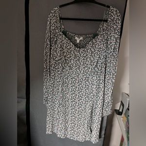 Long Sleeve Flower Mini Dress